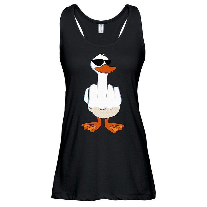I DonT Give A Duck Funny Middle Finger Offensive Rude Duck Ladies Essential Flowy Tank