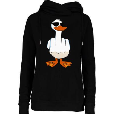 I DonT Give A Duck Funny Middle Finger Offensive Rude Duck Womens Funnel Neck Pullover Hood