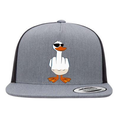 I DonT Give A Duck Funny Middle Finger Offensive Rude Duck Flat Bill Trucker Hat