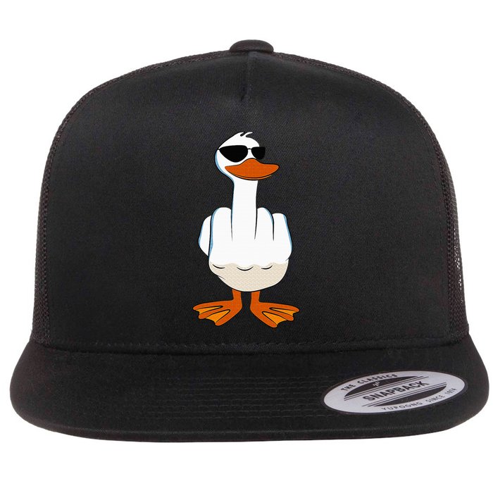 I DonT Give A Duck Funny Middle Finger Offensive Rude Duck Flat Bill Trucker Hat