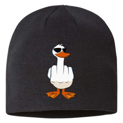 I DonT Give A Duck Funny Middle Finger Offensive Rude Duck Sustainable Beanie