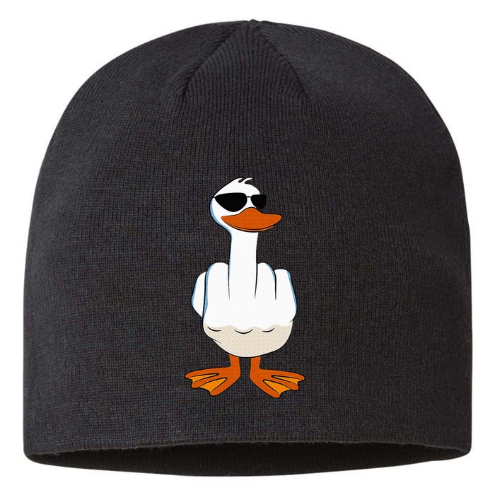 I DonT Give A Duck Funny Middle Finger Offensive Rude Duck Sustainable Beanie