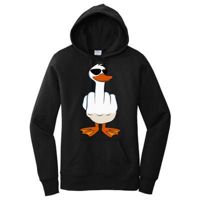 I DonT Give A Duck Funny Middle Finger Offensive Rude Duck Women's Pullover Hoodie