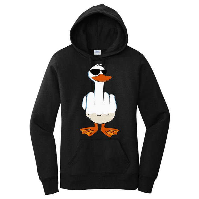 I DonT Give A Duck Funny Middle Finger Offensive Rude Duck Women's Pullover Hoodie