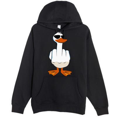I DonT Give A Duck Funny Middle Finger Offensive Rude Duck Premium Pullover Hoodie