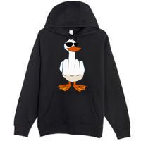 I DonT Give A Duck Funny Middle Finger Offensive Rude Duck Premium Pullover Hoodie