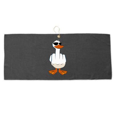 I DonT Give A Duck Funny Middle Finger Offensive Rude Duck Large Microfiber Waffle Golf Towel