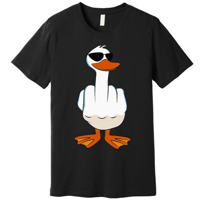 I DonT Give A Duck Funny Middle Finger Offensive Rude Duck Premium T-Shirt