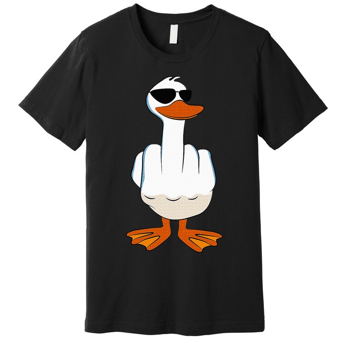 I DonT Give A Duck Funny Middle Finger Offensive Rude Duck Premium T-Shirt