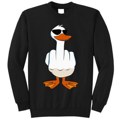 I DonT Give A Duck Funny Middle Finger Offensive Rude Duck Tall Sweatshirt