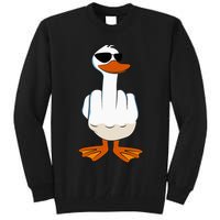 I DonT Give A Duck Funny Middle Finger Offensive Rude Duck Tall Sweatshirt
