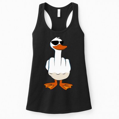 I DonT Give A Duck Funny Middle Finger Offensive Rude Duck Womens Tank Top