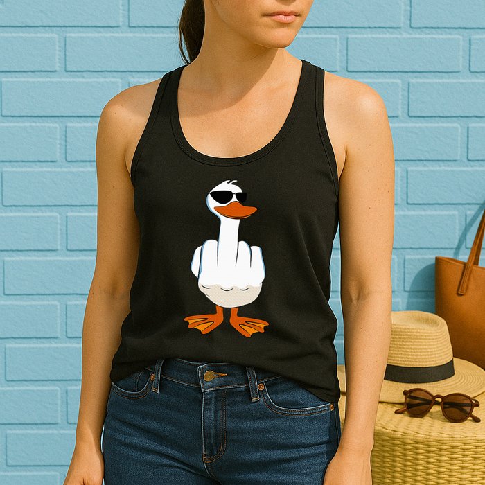 I DonT Give A Duck Funny Middle Finger Offensive Rude Duck Womens Tank Top