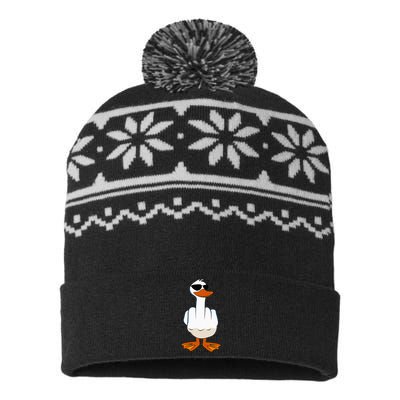 I DonT Give A Duck Funny Middle Finger Offensive Rude Duck USA-Made Snowflake Beanie