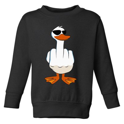 I DonT Give A Duck Funny Middle Finger Offensive Rude Duck Toddler Sweatshirt