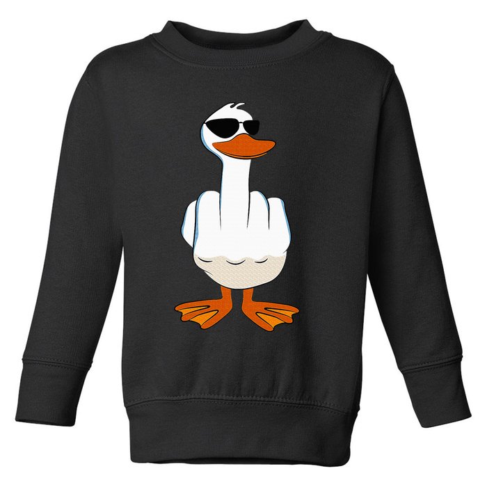 I DonT Give A Duck Funny Middle Finger Offensive Rude Duck Toddler Sweatshirt