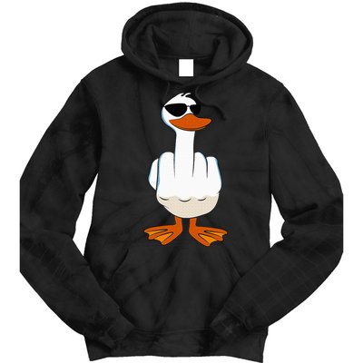 I DonT Give A Duck Funny Middle Finger Offensive Rude Duck Tie Dye Hoodie