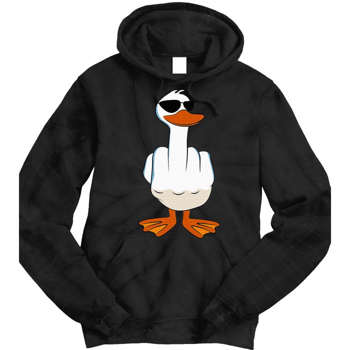 I DonT Give A Duck Funny Middle Finger Offensive Rude Duck Tie Dye Hoodie