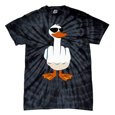 I DonT Give A Duck Funny Middle Finger Offensive Rude Duck Tie-Dye T-Shirt