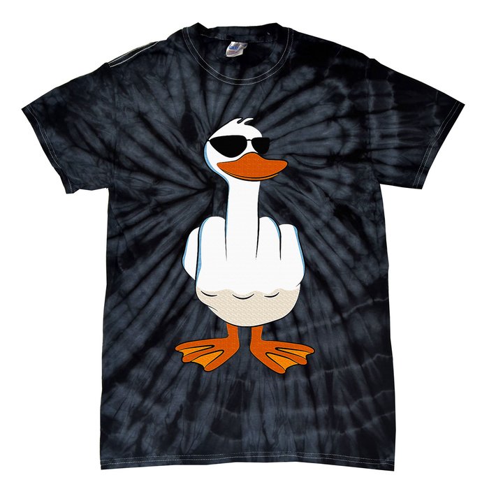 I DonT Give A Duck Funny Middle Finger Offensive Rude Duck Tie-Dye T-Shirt