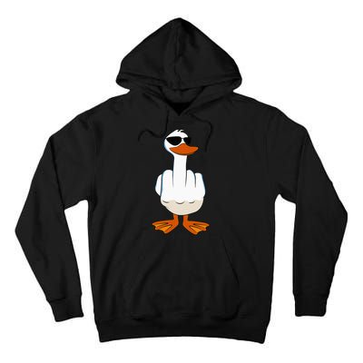 I DonT Give A Duck Funny Middle Finger Offensive Rude Duck Tall Hoodie