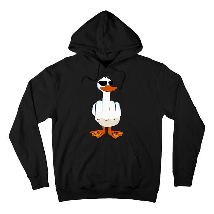 I DonT Give A Duck Funny Middle Finger Offensive Rude Duck Tall Hoodie