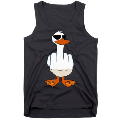 I DonT Give A Duck Funny Middle Finger Offensive Rude Duck Tank Top