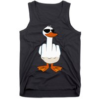 I DonT Give A Duck Funny Middle Finger Offensive Rude Duck Tank Top