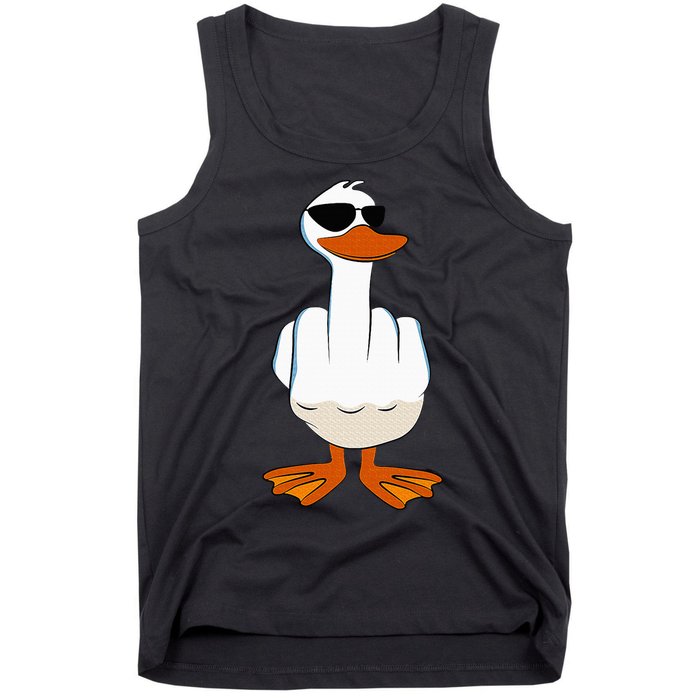 I DonT Give A Duck Funny Middle Finger Offensive Rude Duck Tank Top