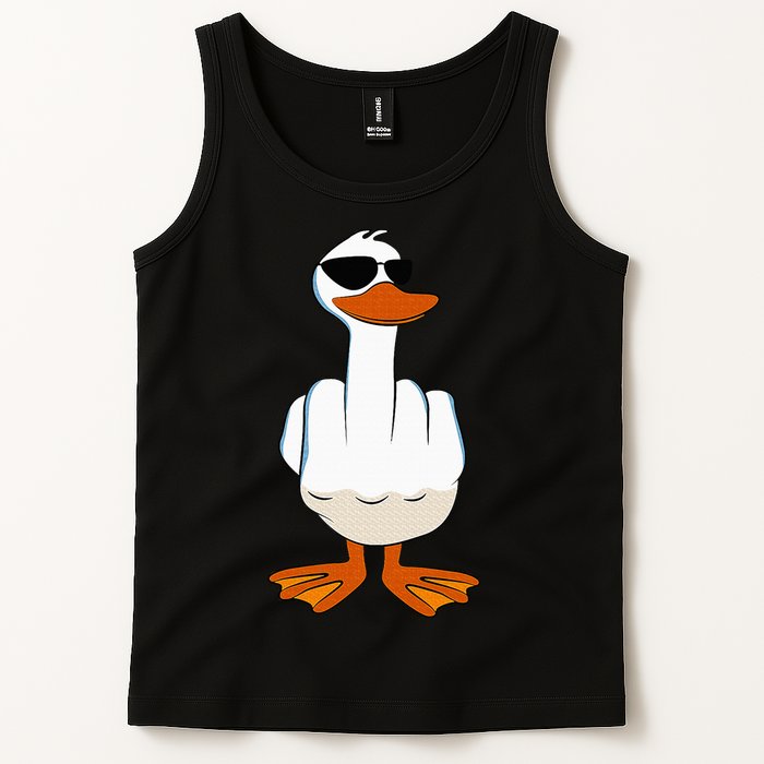 I DonT Give A Duck Funny Middle Finger Offensive Rude Duck Tank Top