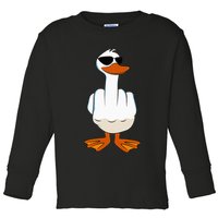 I DonT Give A Duck Funny Middle Finger Offensive Rude Duck Toddler Long Sleeve Shirt