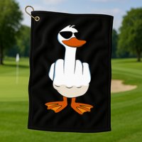 I DonT Give A Duck Funny Middle Finger Offensive Rude Duck Golf Towel