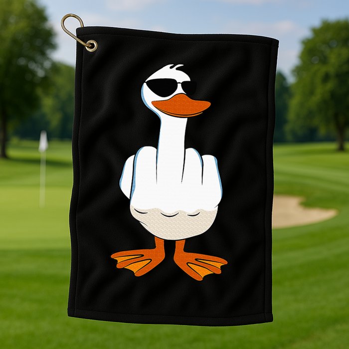 I DonT Give A Duck Funny Middle Finger Offensive Rude Duck Golf Towel