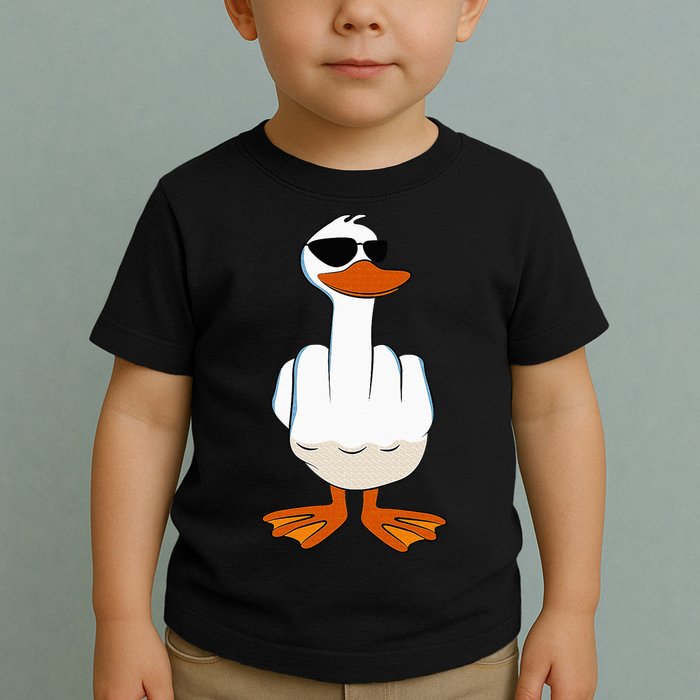I DonT Give A Duck Funny Middle Finger Offensive Rude Duck Toddler T-Shirt