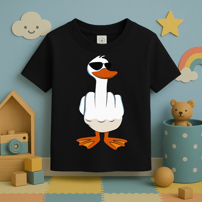 I DonT Give A Duck Funny Middle Finger Offensive Rude Duck Toddler T-Shirt