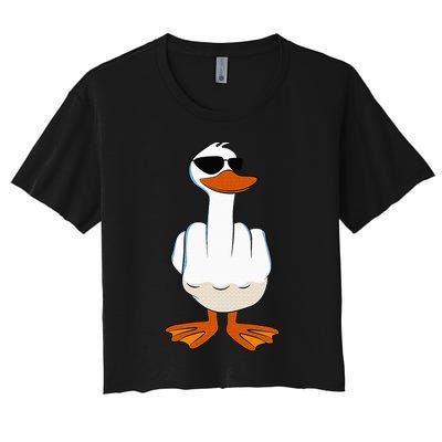 I DonT Give A Duck Funny Middle Finger Offensive Rude Duck Crop Top