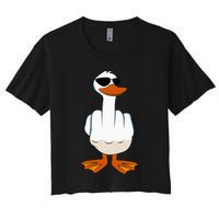 I DonT Give A Duck Funny Middle Finger Offensive Rude Duck Crop Top