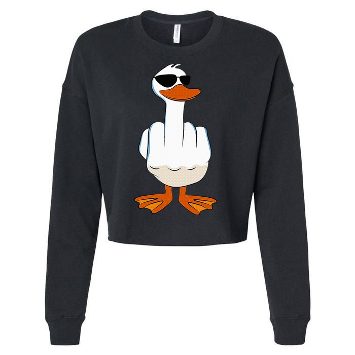 I DonT Give A Duck Funny Middle Finger Offensive Rude Duck Cropped Pullover Crew