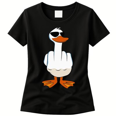 I DonT Give A Duck Funny Middle Finger Offensive Rude Duck Womens T-Shirt