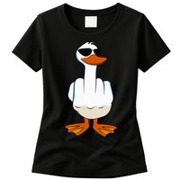 I DonT Give A Duck Funny Middle Finger Offensive Rude Duck Womens T-Shirt
