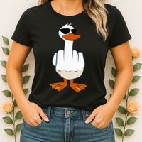 I DonT Give A Duck Funny Middle Finger Offensive Rude Duck Womens T-Shirt
