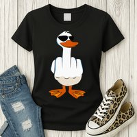 I DonT Give A Duck Funny Middle Finger Offensive Rude Duck Womens T-Shirt