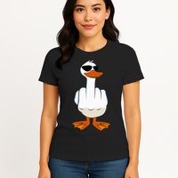 I DonT Give A Duck Funny Middle Finger Offensive Rude Duck Womens T-Shirt