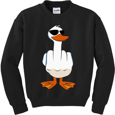 I DonT Give A Duck Funny Middle Finger Offensive Rude Duck Kids Sweatshirt
