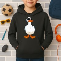 I DonT Give A Duck Funny Middle Finger Offensive Rude Duck Kids Hoodie