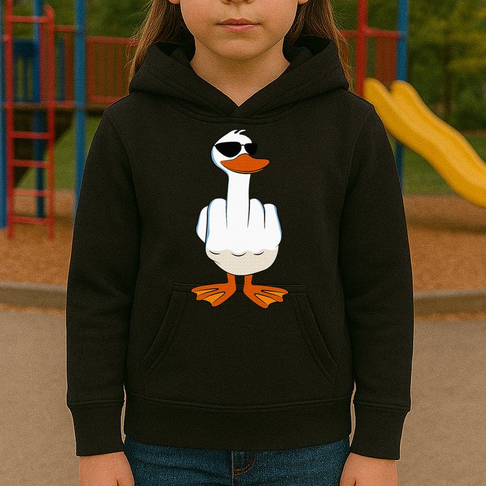 I DonT Give A Duck Funny Middle Finger Offensive Rude Duck Kids Hoodie
