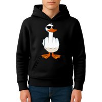 I DonT Give A Duck Funny Middle Finger Offensive Rude Duck Kids Hoodie