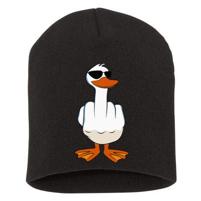 I DonT Give A Duck Funny Middle Finger Offensive Rude Duck Short Acrylic Beanie