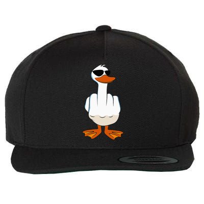 I DonT Give A Duck Funny Middle Finger Offensive Rude Duck Wool Snapback Cap