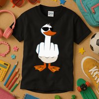 I DonT Give A Duck Funny Middle Finger Offensive Rude Duck Kids T-Shirt